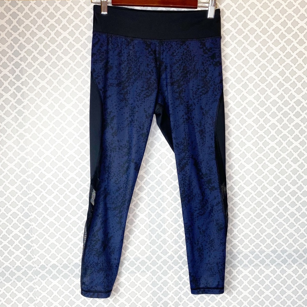 GUC Alala Black Blue Printed Mesh Panel Leggings